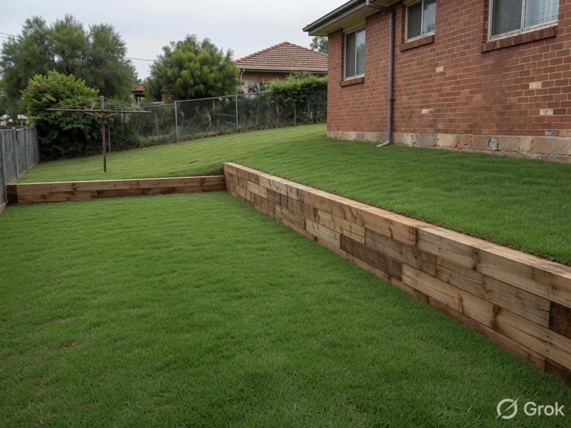 Leveled block with fresh turf after
