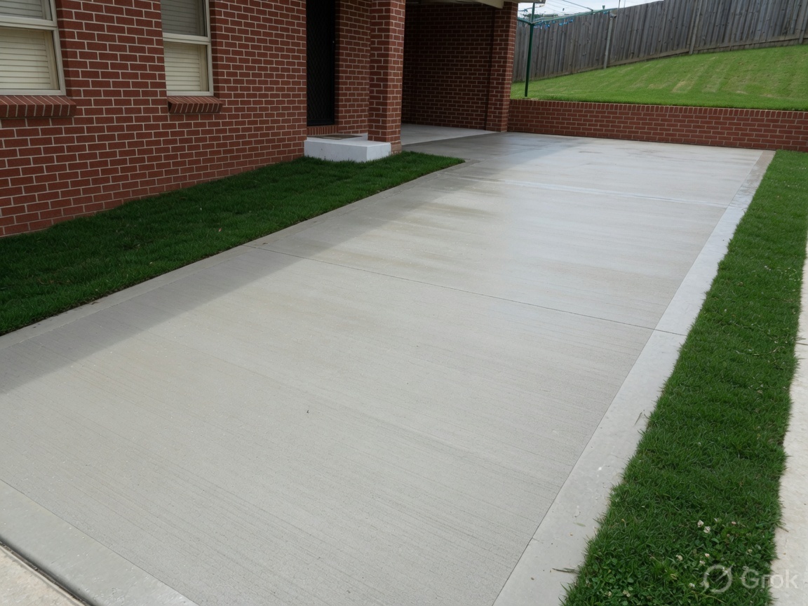 Freshly finished concrete driveway